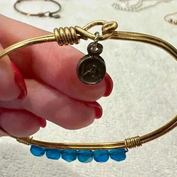 Luca & Danni Blue Beaded Bracelet Bangle Hook Clasp- Slight bend near clasp - Picture 3 of 9
